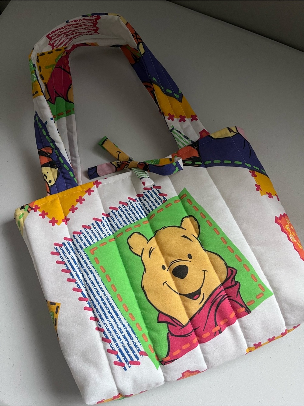 Handmade Upcycled Vintage Winnie the Pooh Quilted Tote Bag Cottagecore Bag